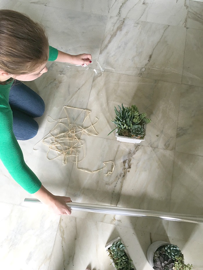 kid wrapping Succulents Mothers day gift