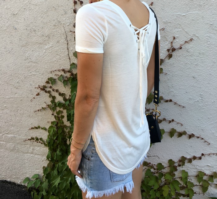 Back of white tee