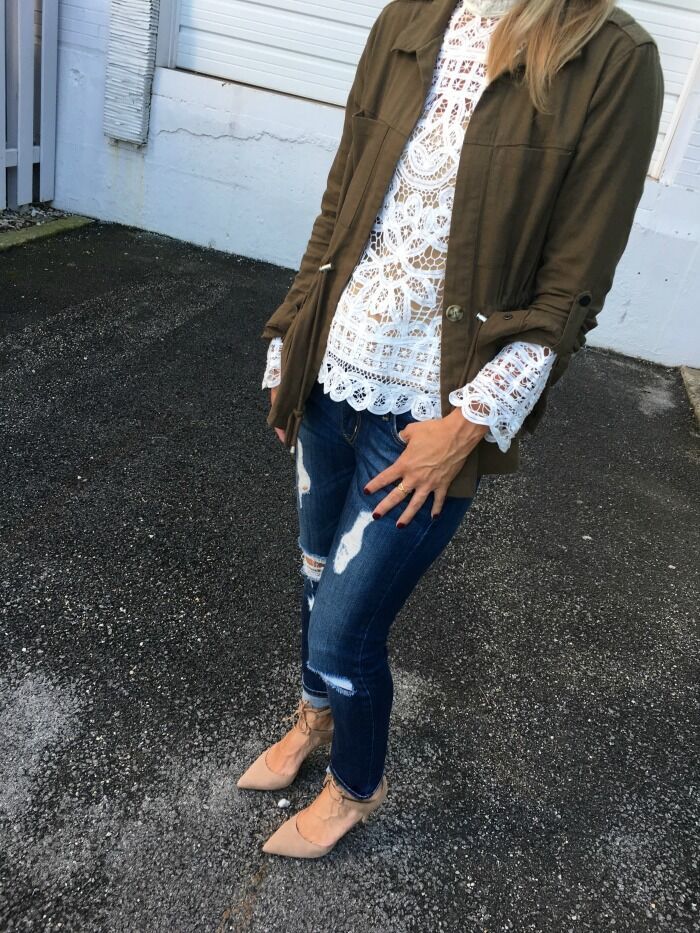 September fall close-up military jacket