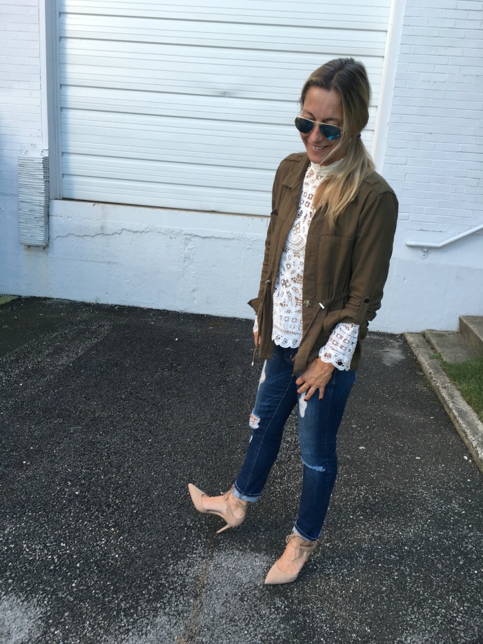 September military and lace complete look for fall