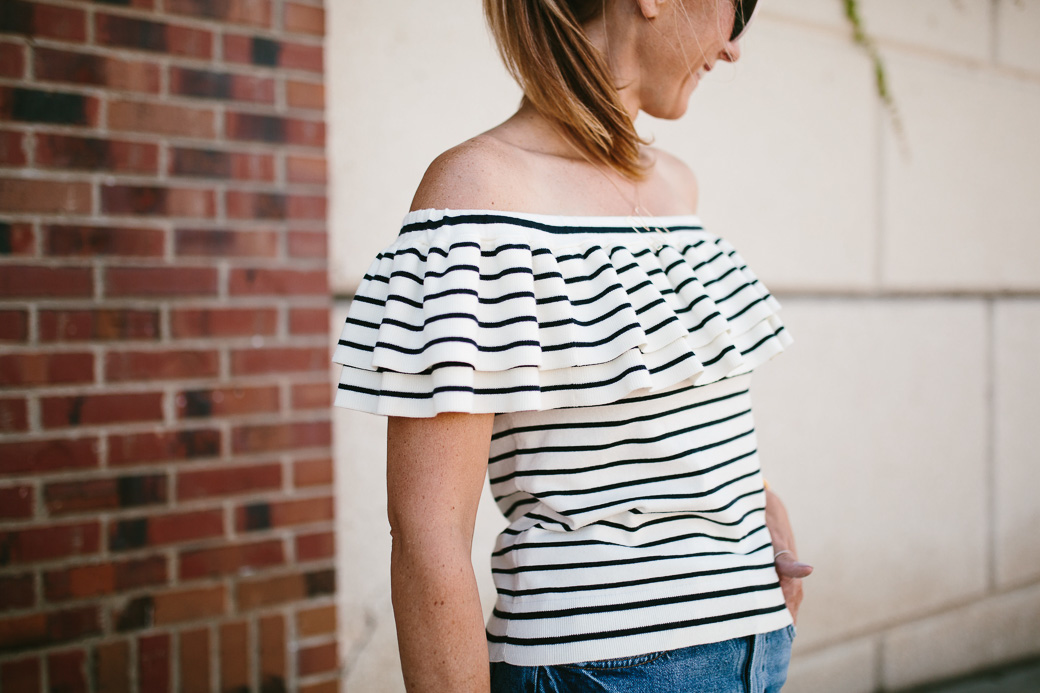 off shoulder striped top 