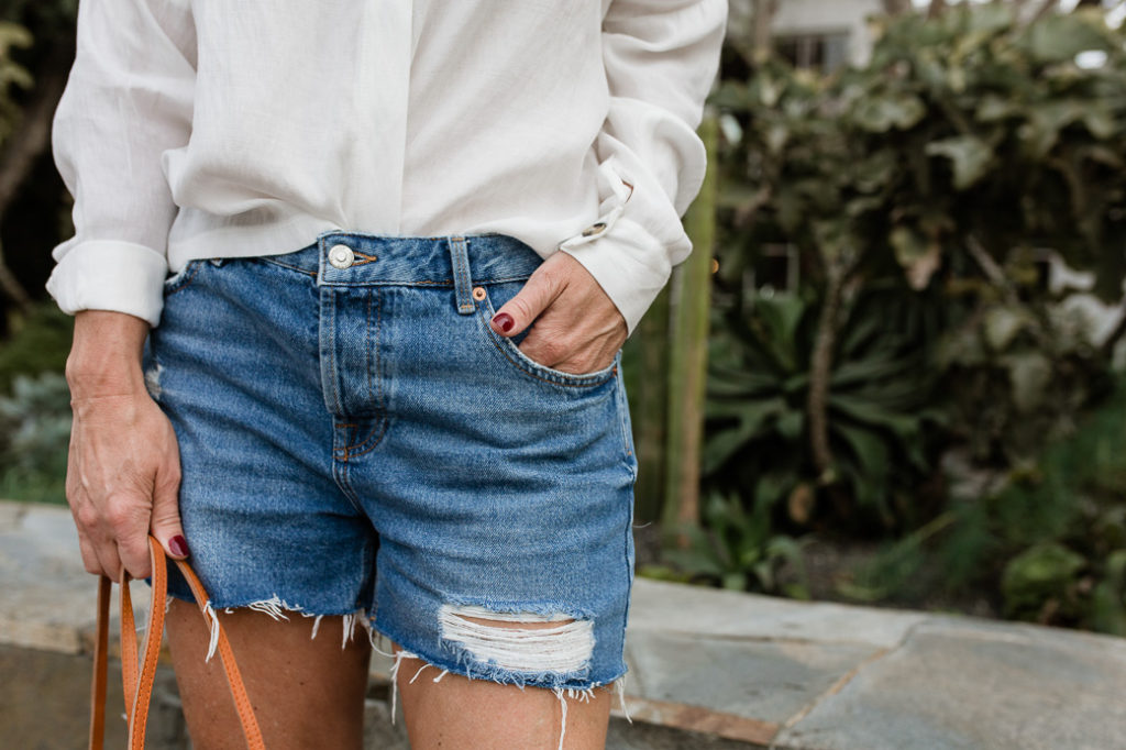 closer look of denim shorts