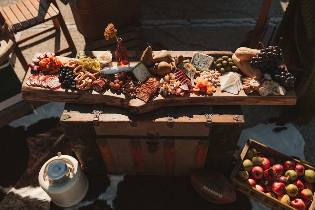charcuterie boards with locally sourced meats, cheeses and fruits