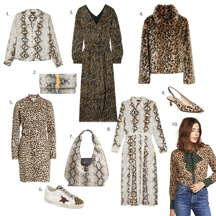 Collage of exotic print clothes and accessories