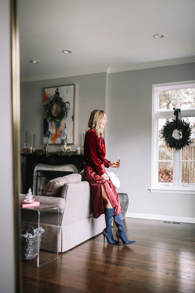 Red Velvet Holiday Outfit - Never Without Navy