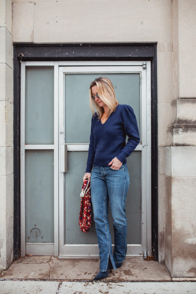 Puff Sleeve Sweater SOMETHING NAVY