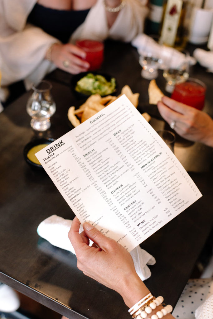 Cocktail menu