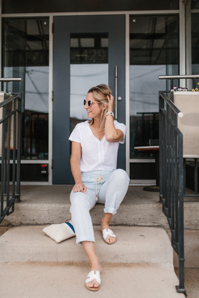 Striped Beach Pants Outfit by Never Without Navy