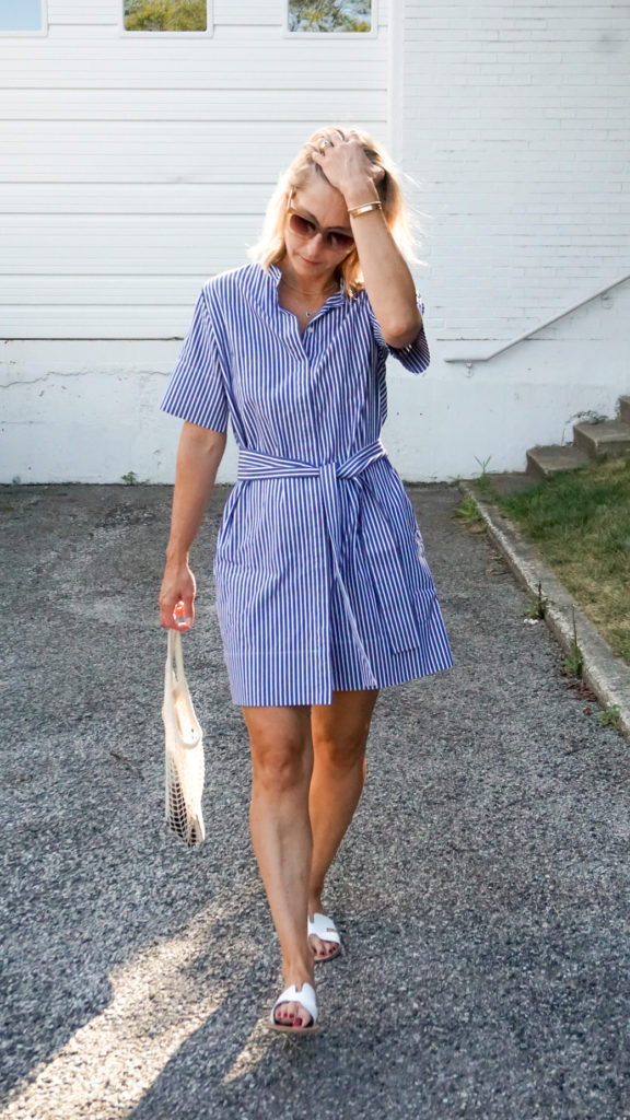 casual considerations elevate this shirtdress into a classic