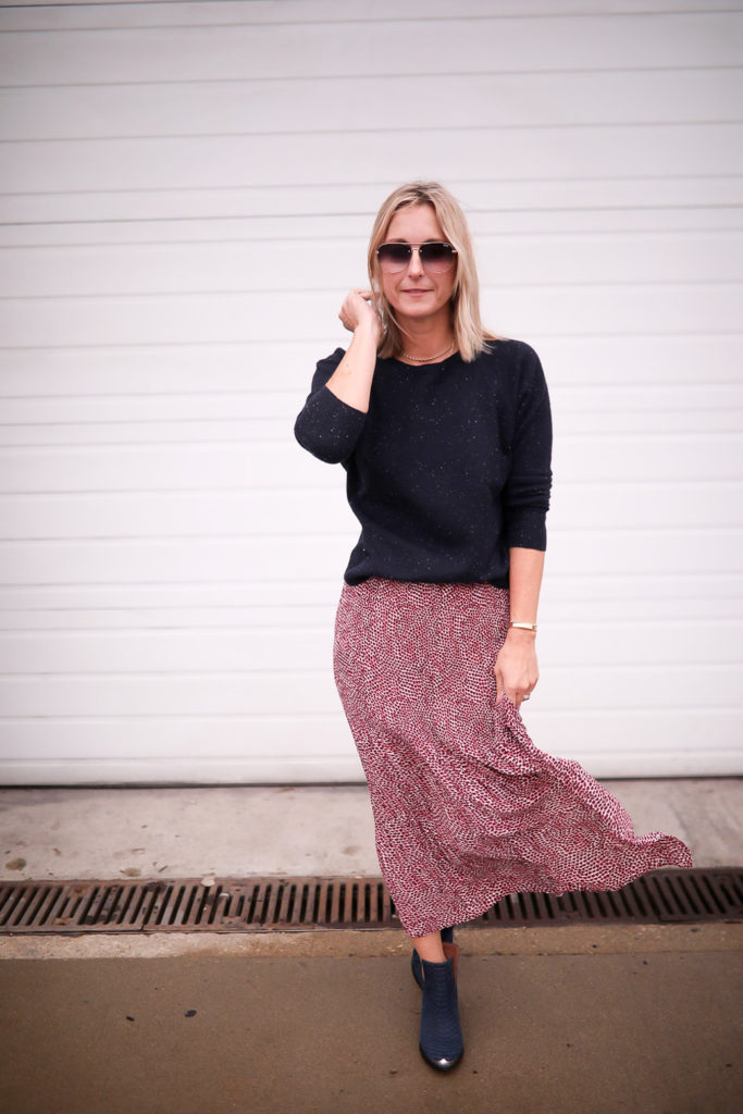 boots and long skirt