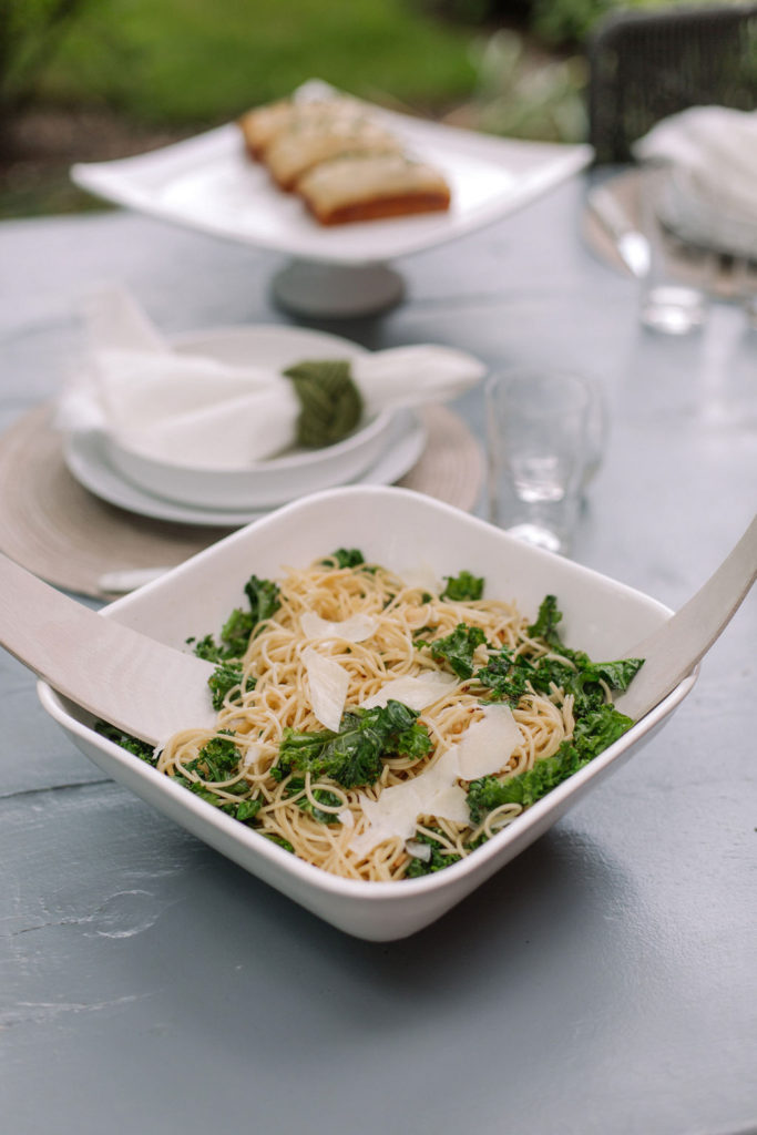 Lemon Aglio Olio Pasta Salad with Kale