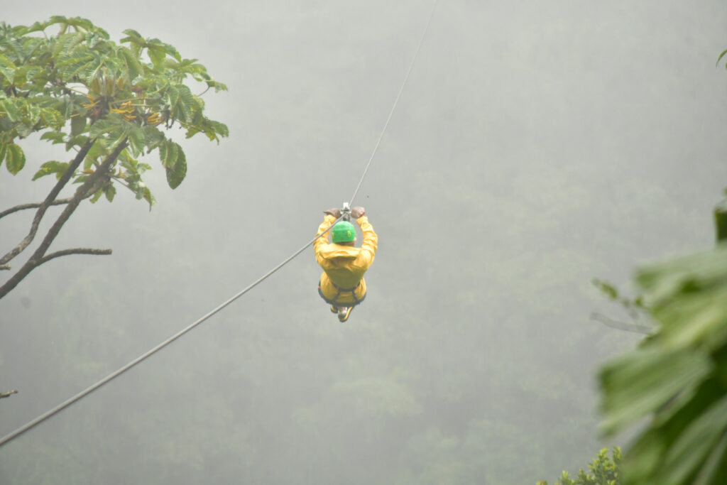person ziplining 